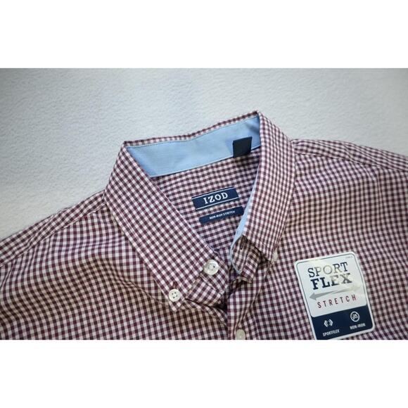 Izod Plaid Dress Shirt Long Sleeve Casual Button Up Front Pocket Mens Small NWT - Picture 10 of 12